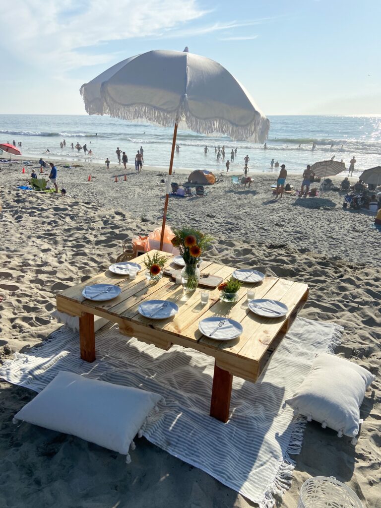 beach birthday set up