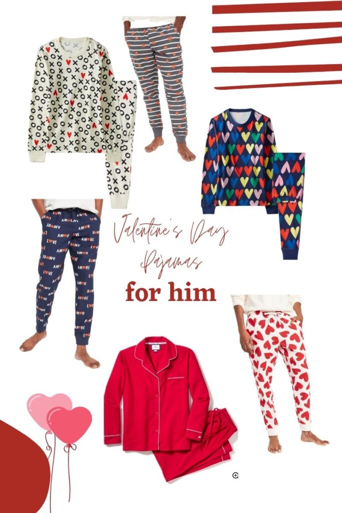 collage of Valentine's Pajamas for him