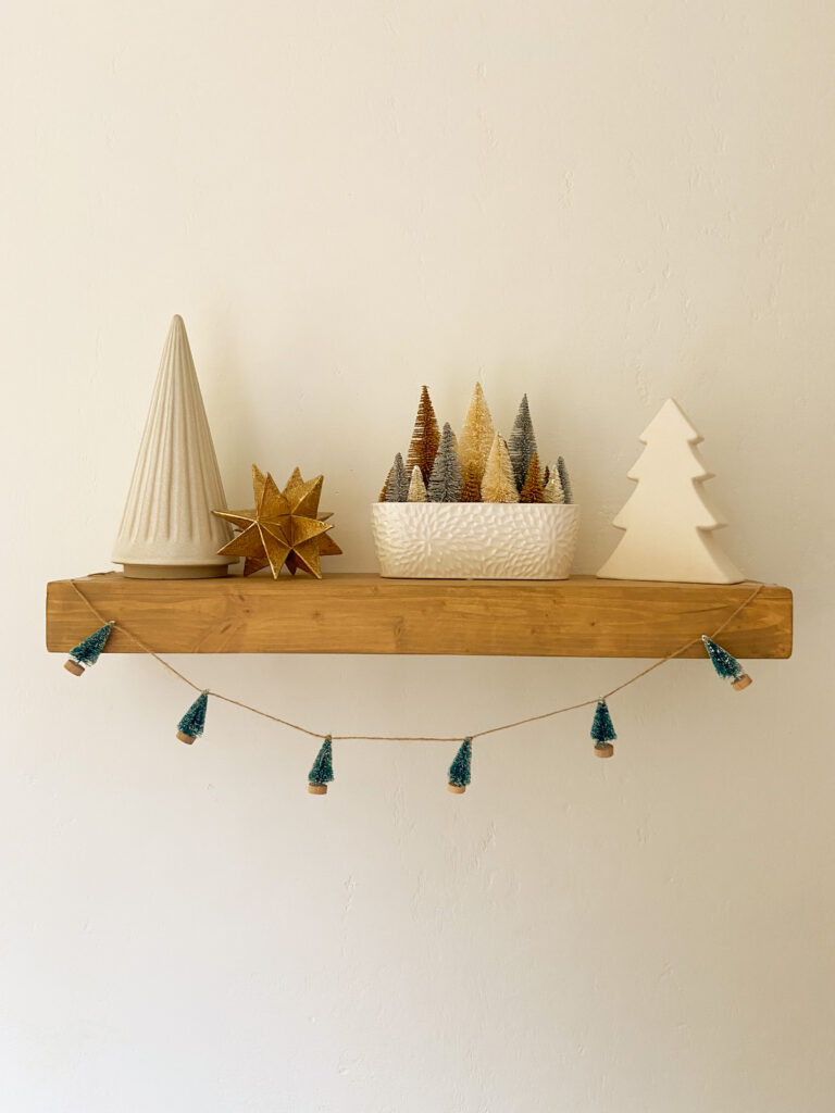 shelf with Christmas decor