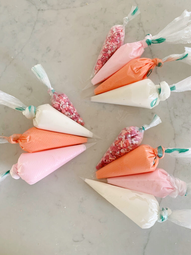 piping bags with icing and sprinkles