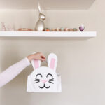 bunny basket being held up.
