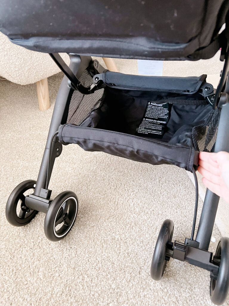 showing storage option with stroller