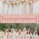 bridesmaids in blush lace dresses and bride posing for photos