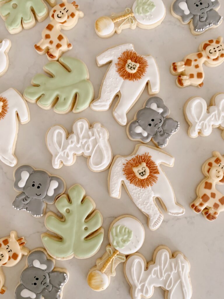 Baby Shower Cookies 15 Ideas For Decorated Treats   Jungle Baby Shower Cookies 768x1024 