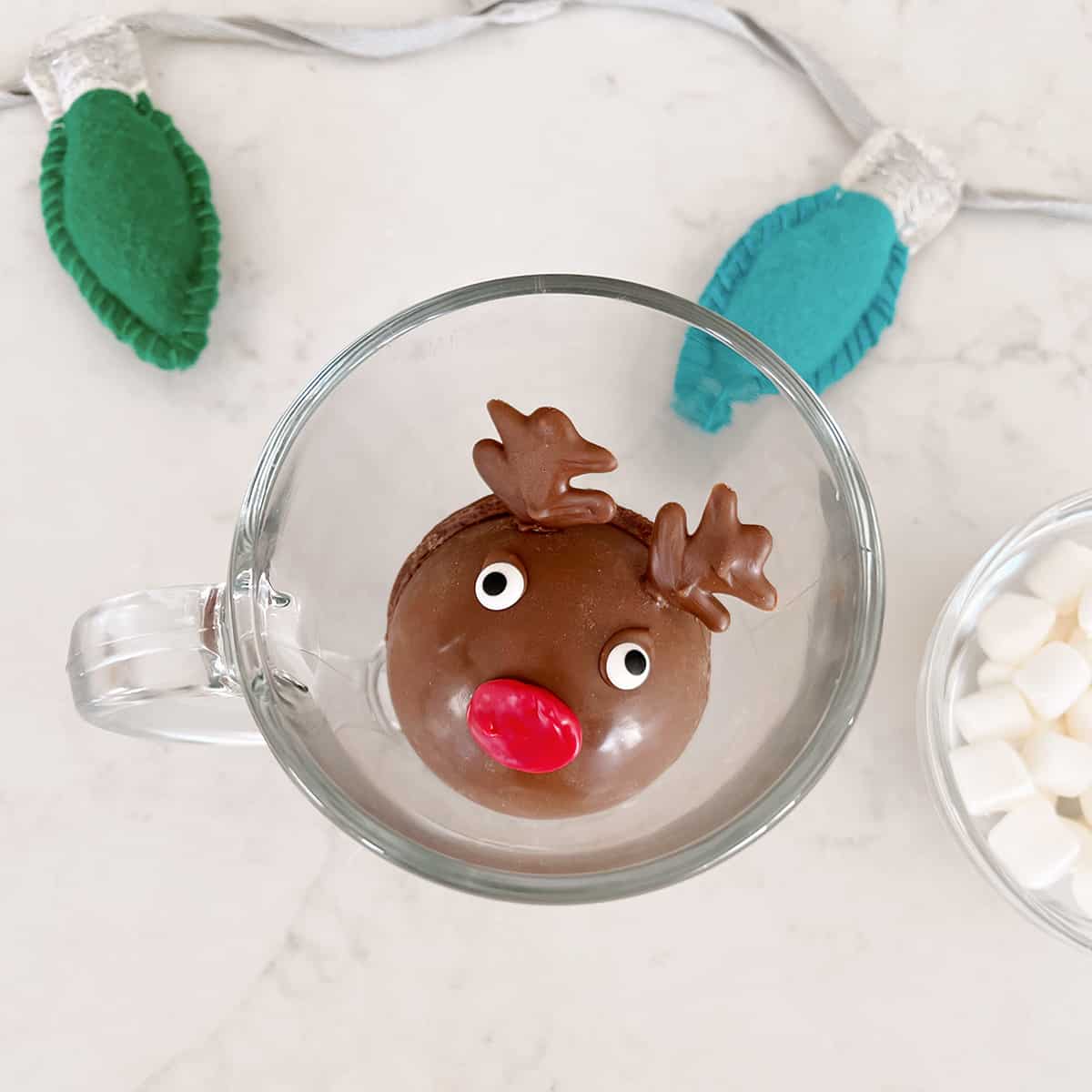 reindeer shaped hot chocolate bomb.
