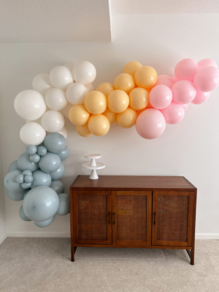 balloon garland on a wall. 