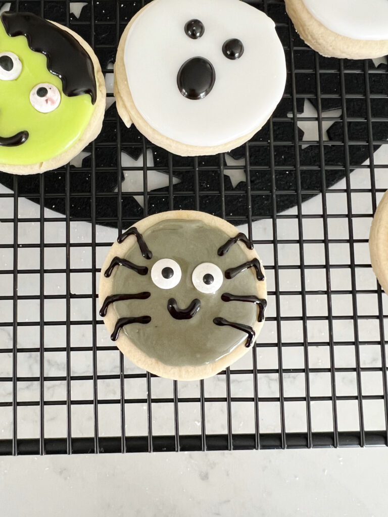 Sugar cookie designed to look like a spider. 