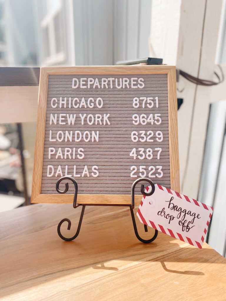 letterboard decoration with flight times as a decoration. 