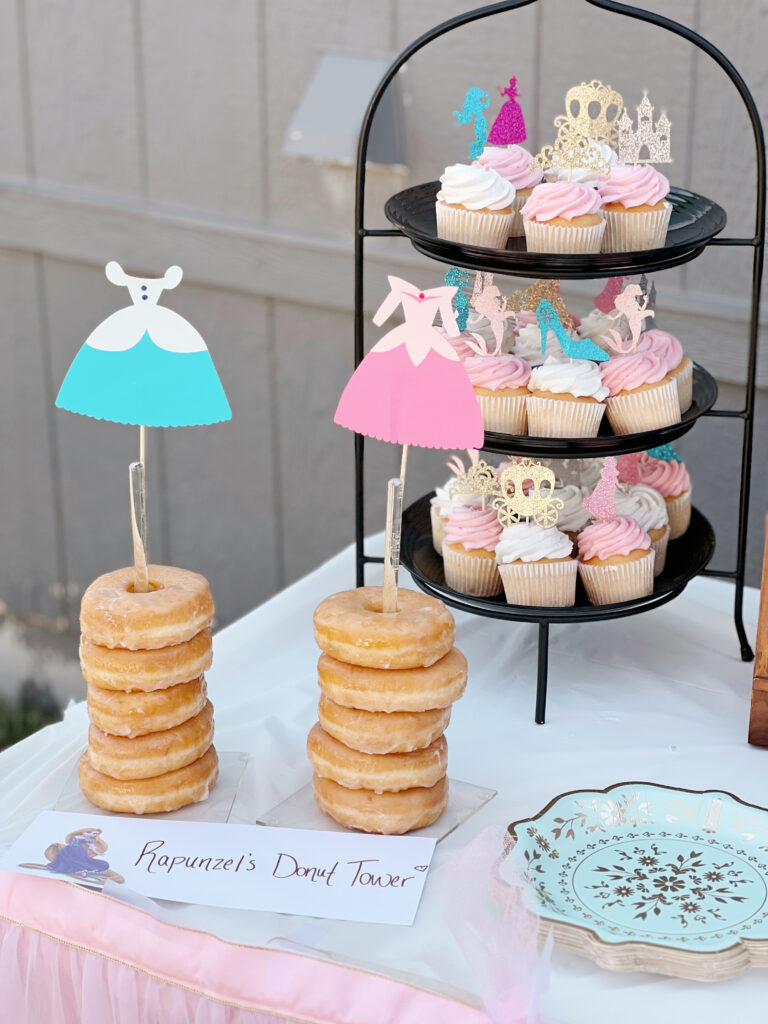 Donuts and cupcakes with a princess theme.